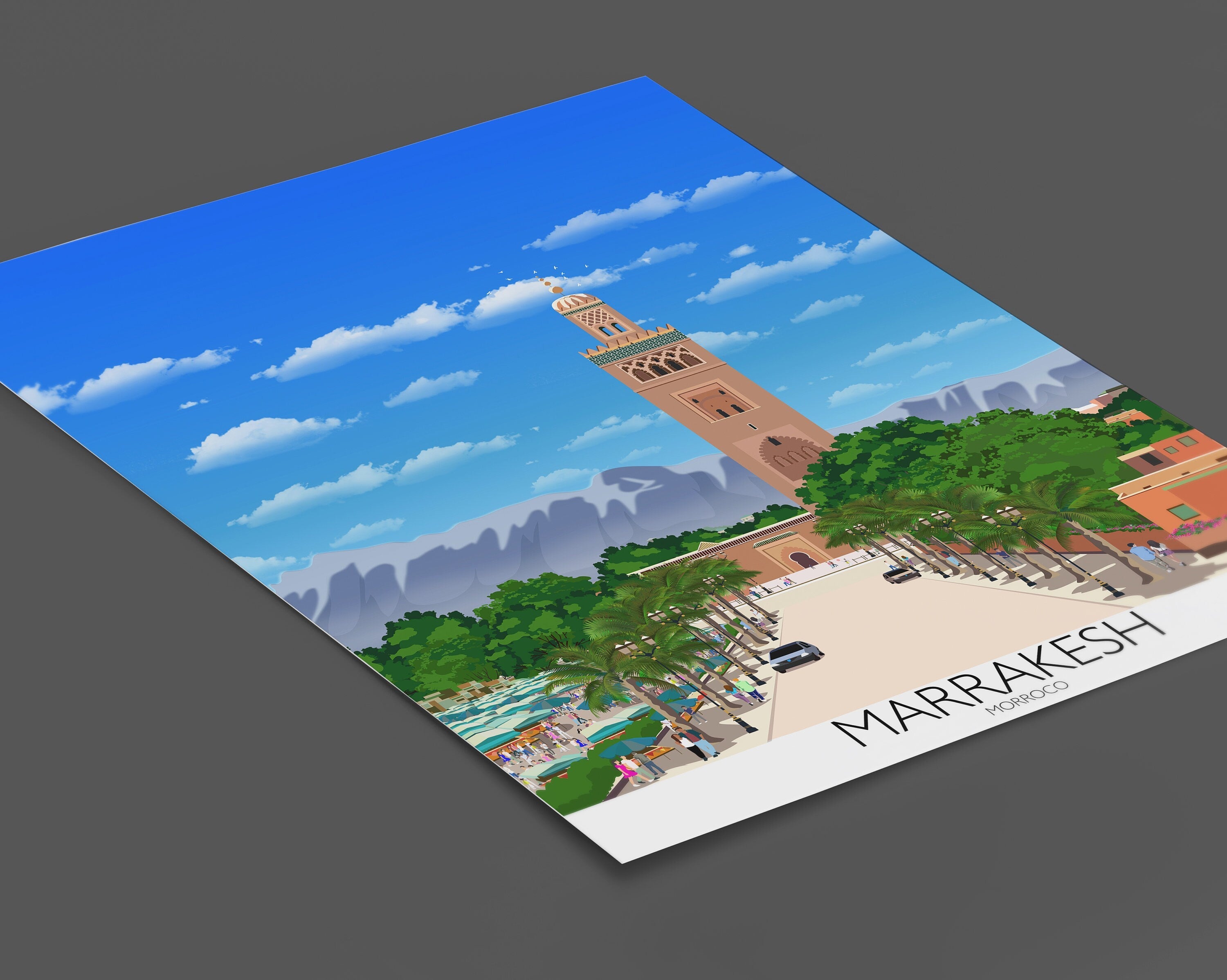 Marrakesh Travel Poster, Travel Print of Marrakesh, Marrakesh Morocco NQ Media Designs