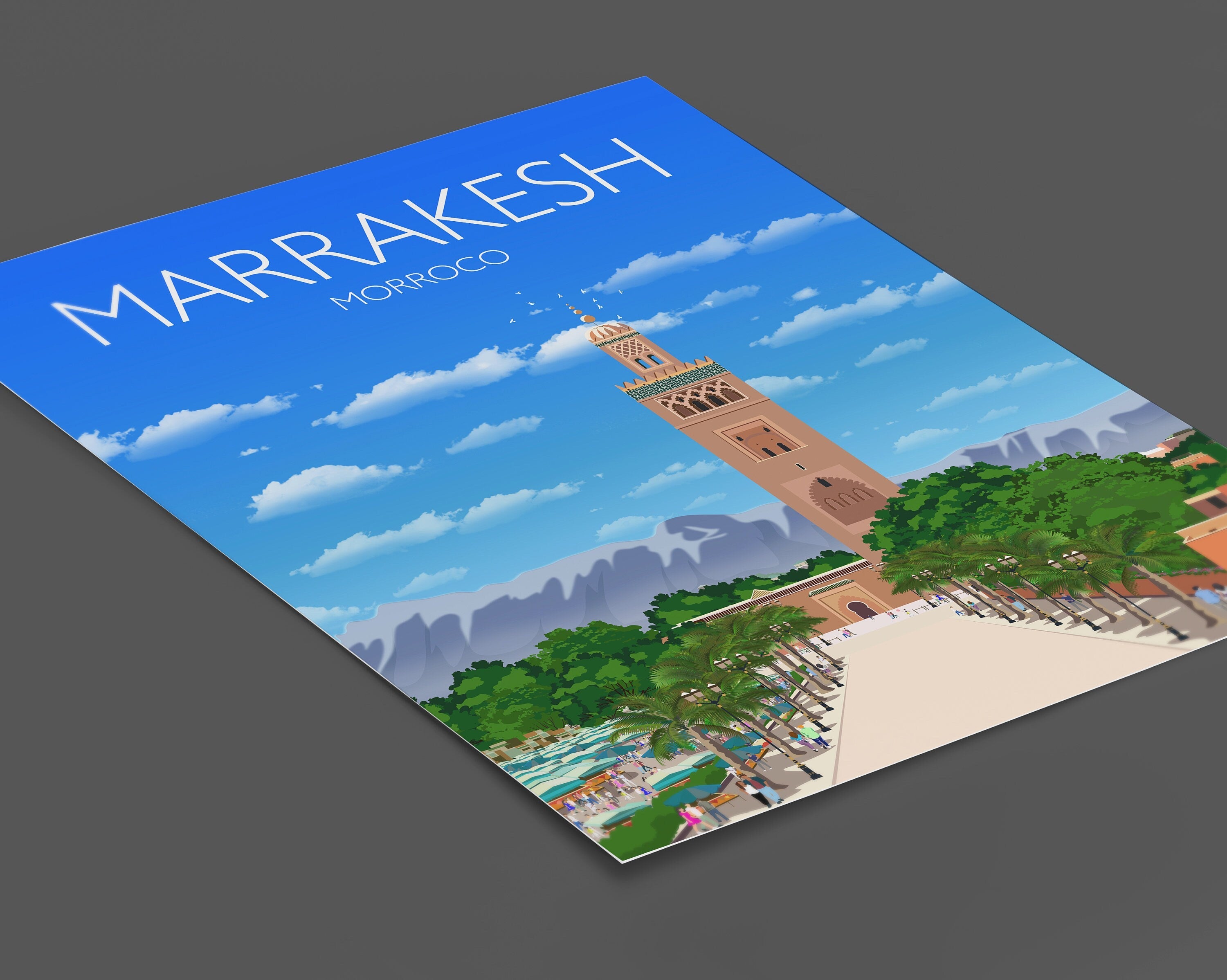 Marrakesh Travel Poster, Travel Print of Marrakesh, Marrakesh Morocco NQ Media Designs