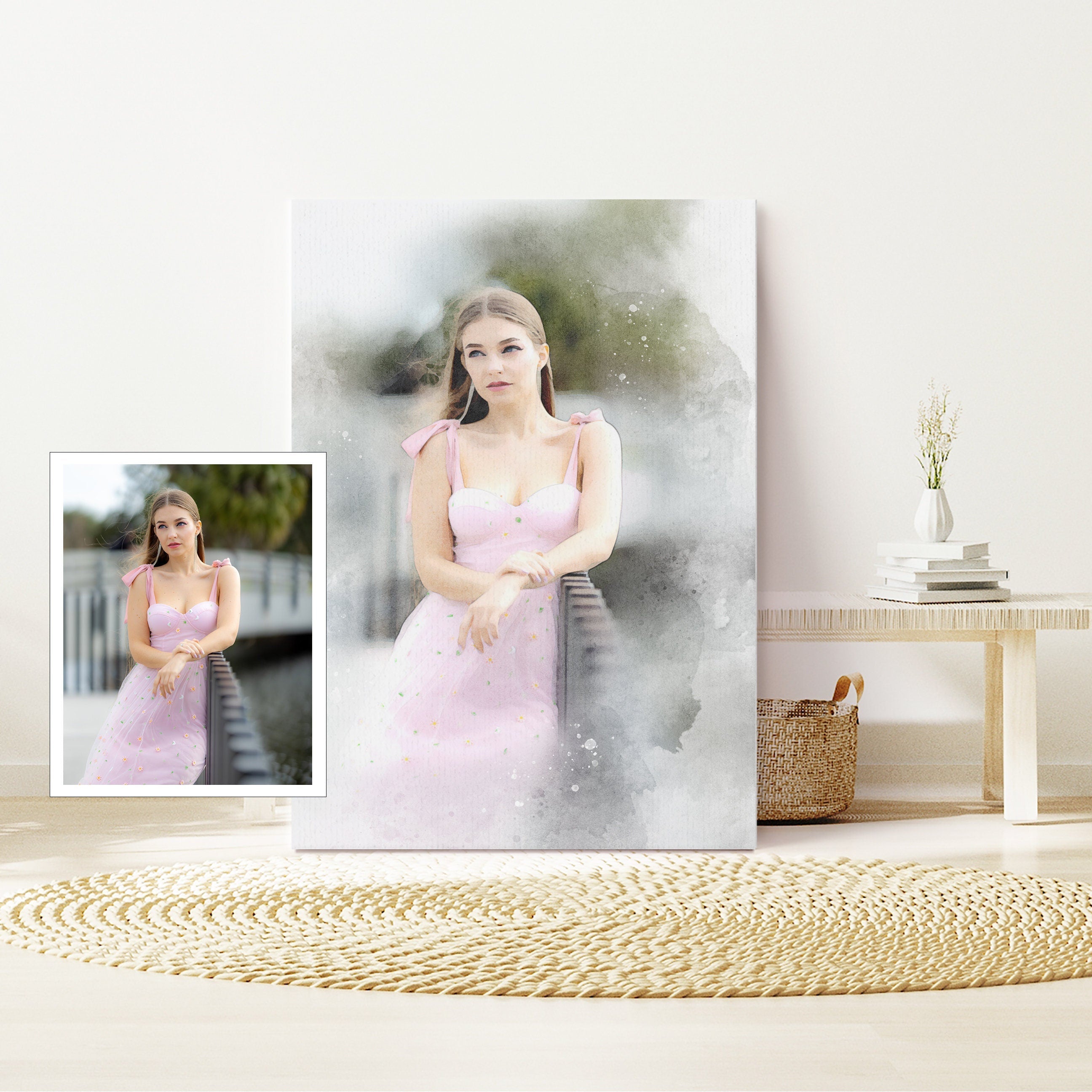 Prom Dress Watercolour, Portrait from Photo, Custom Prom Gift for Daughter, Graduation gift, Gift for Parents, Gift for Son, Gift for Friend NQ Media Designs