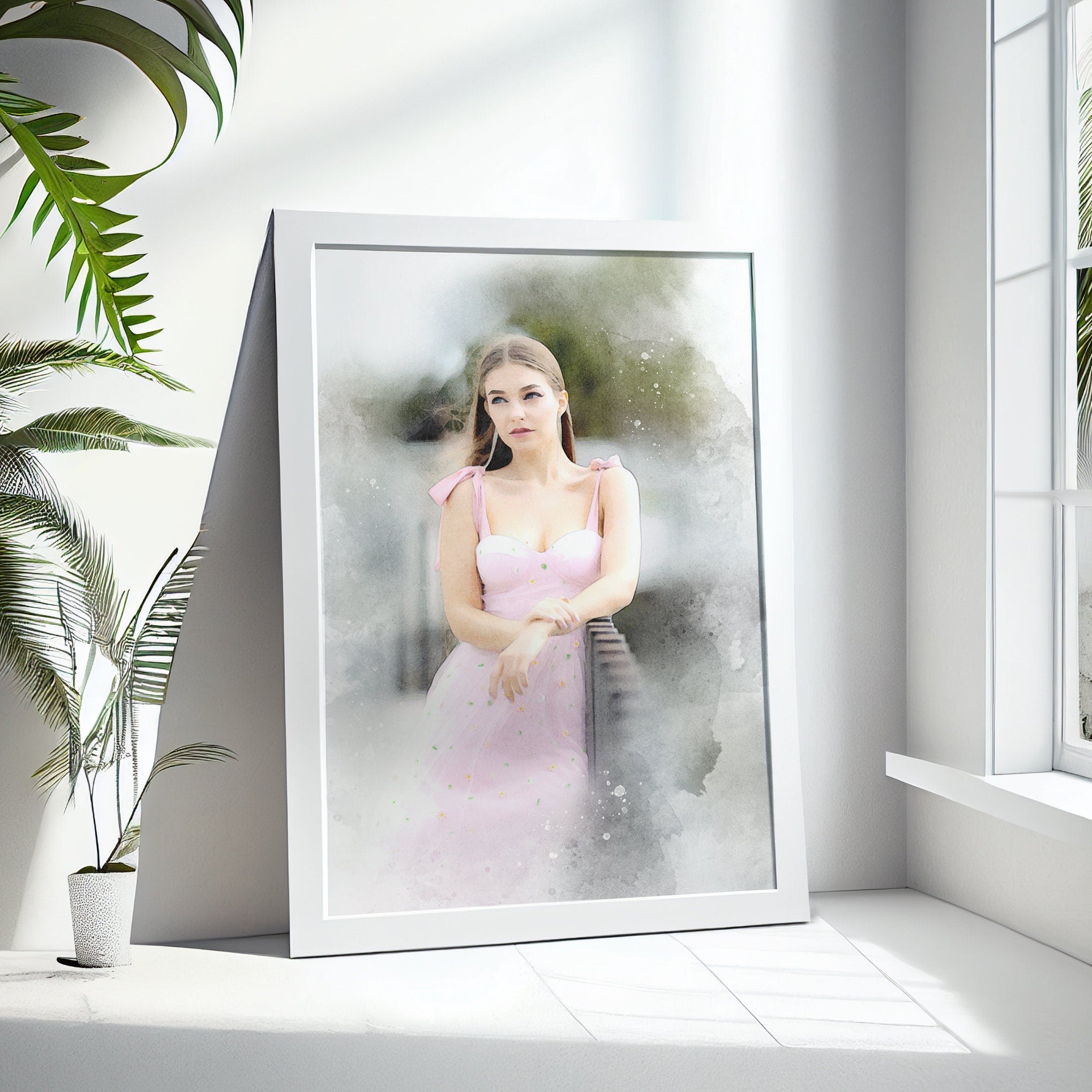 Prom Dress Watercolour, Portrait from Photo, Custom Prom Gift for Daughter, Graduation gift, Gift for Parents, Gift for Son, Gift for Friend NQ Media Designs