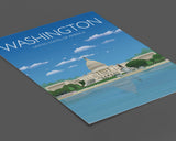 Washington Travel Print of Washington, City of Washington DC, USA, USA Travel Poster, Washington Capitol Building NQ Media Designs