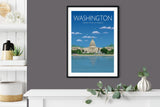 Washington Travel Print of Washington, City of Washington DC, USA, USA Travel Poster, Washington Capitol Building NQ Media Designs