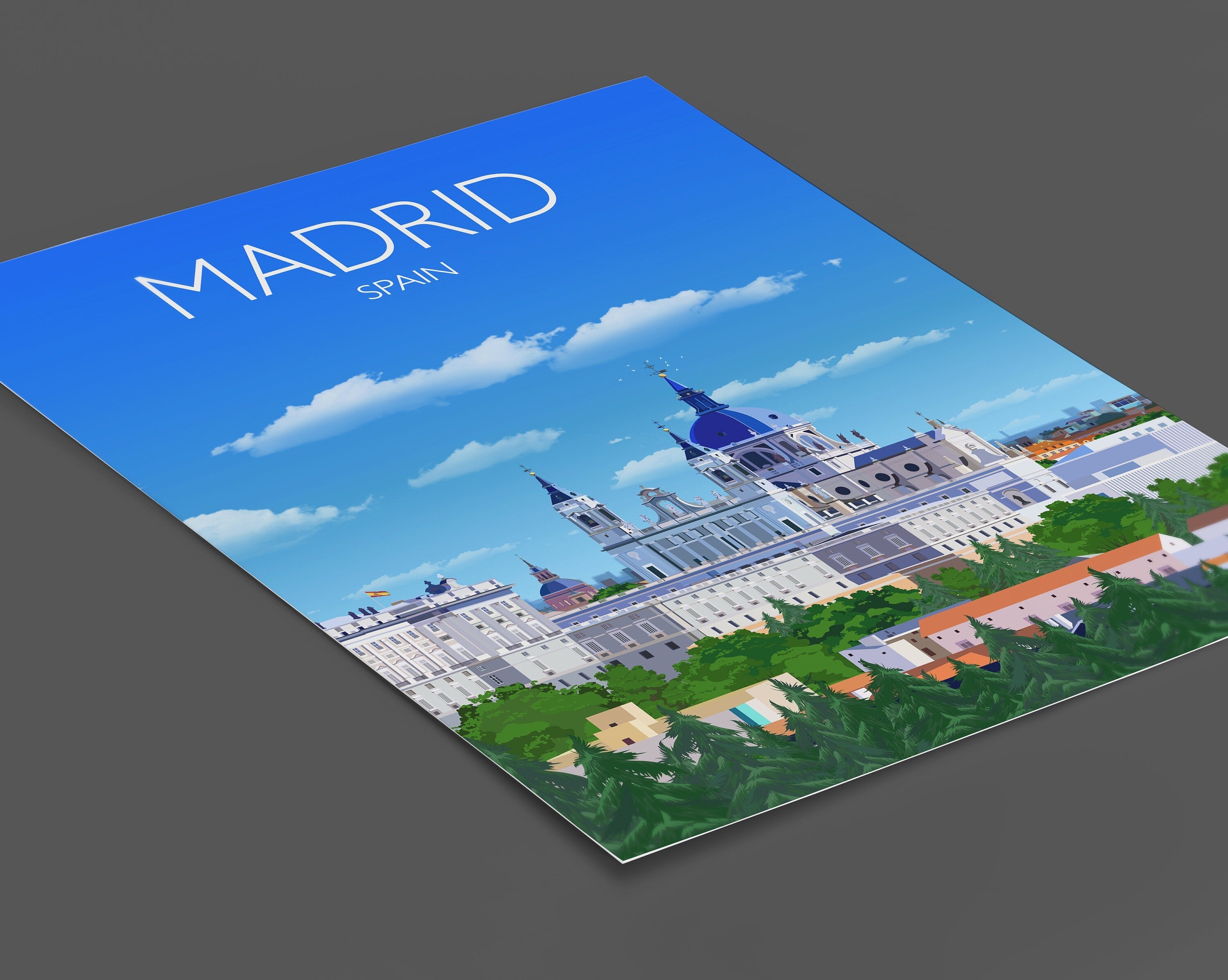 Madrid Travel Poster, Travel Print of Madrid, Madrid Spain NQ Media Designs