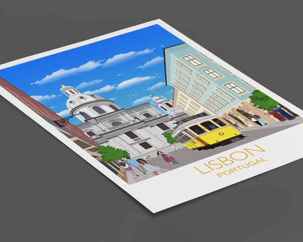 Lisbon Travel Poster, Travel Print of Lisbon, Lisbon, Portugal