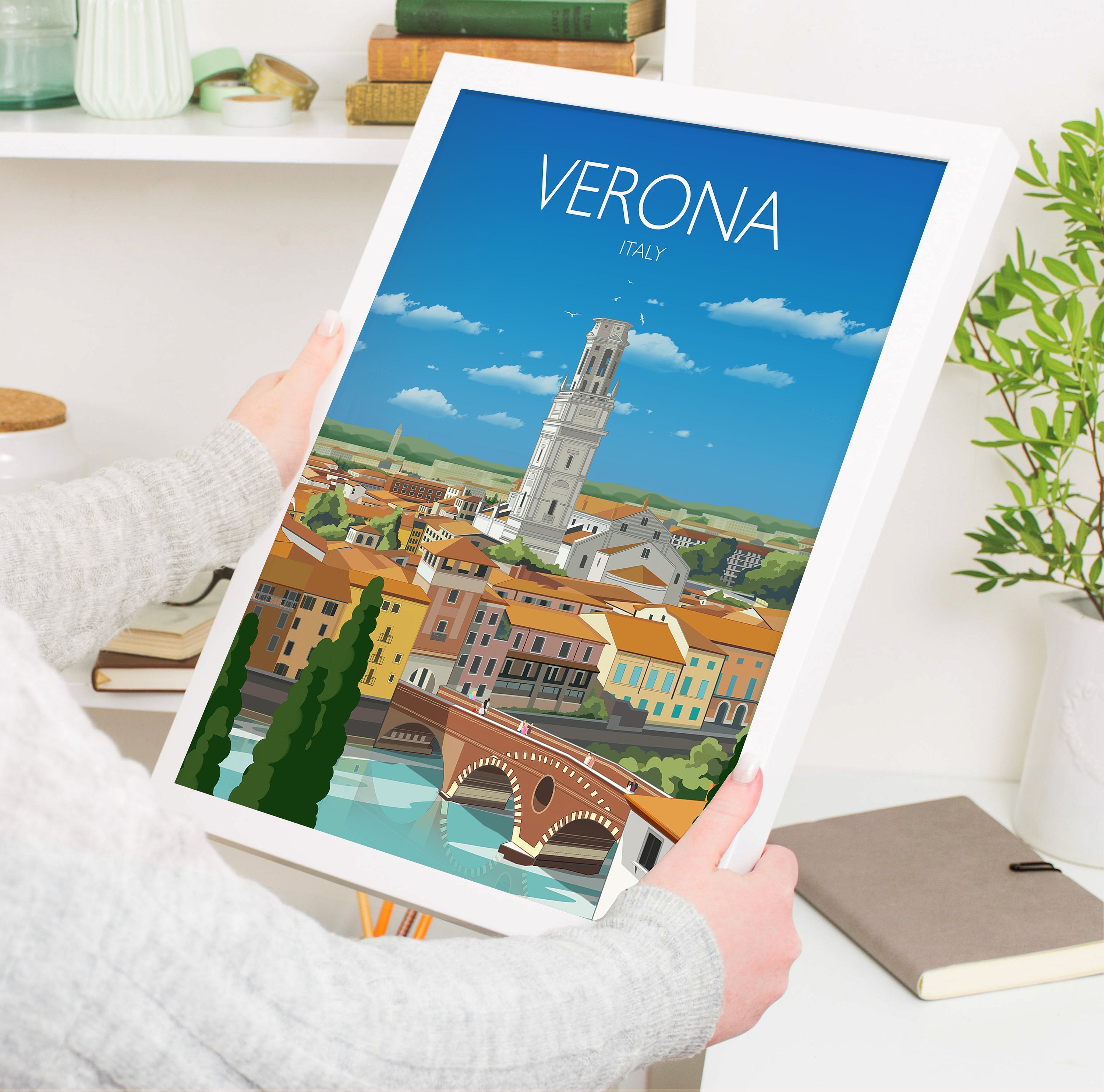 Verona Travel Poster, Travel Print of Verona, Verona Poster, Verona, Italy NQ Media Designs