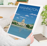 Washington Travel Print of Washington, City of Washington DC, USA, USA Travel Poster, Washington Capitol Building NQ Media Designs