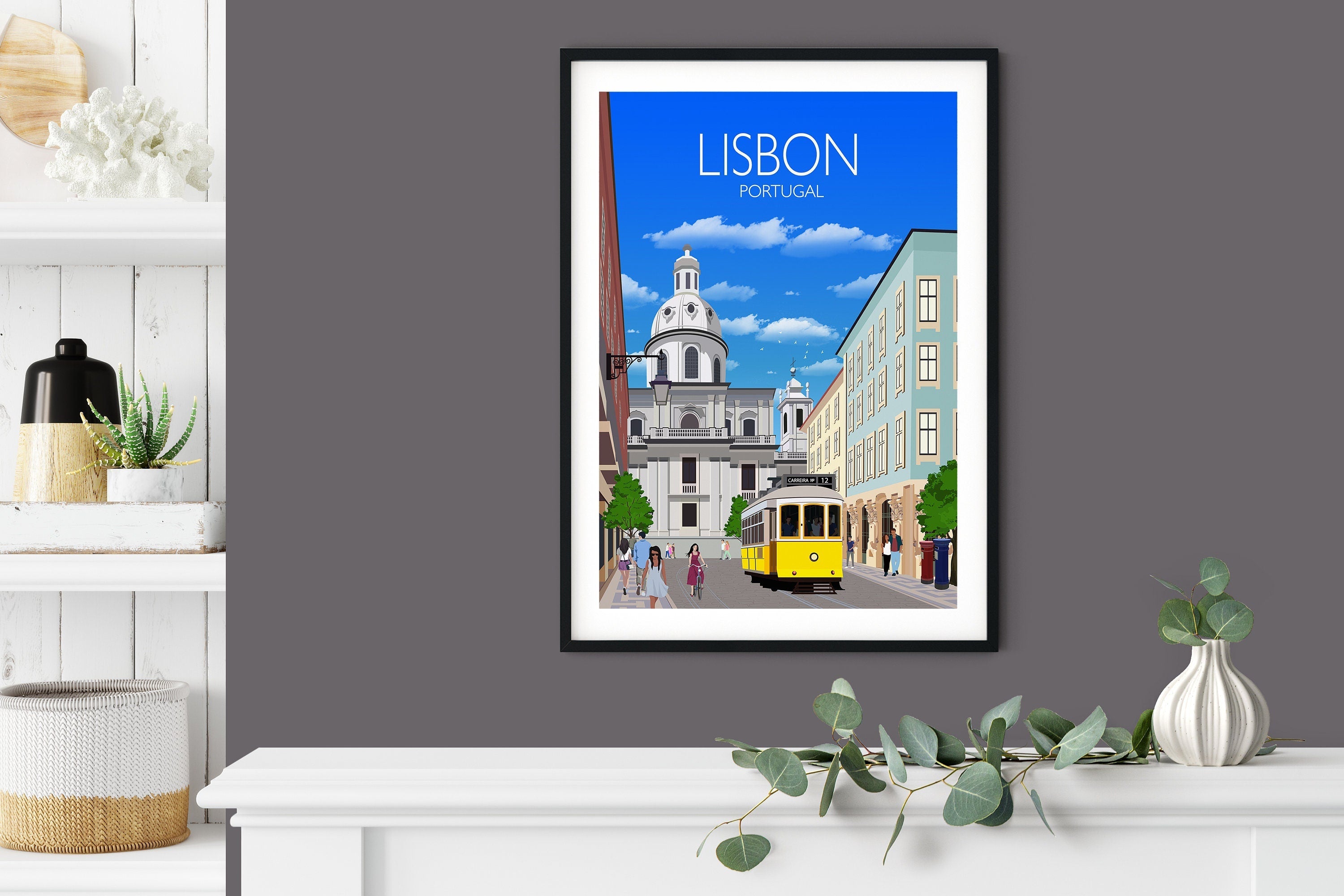 Lisbon Travel Print, Travel Poster of Lisbon, Lisbon Portugal NQ Media Designs