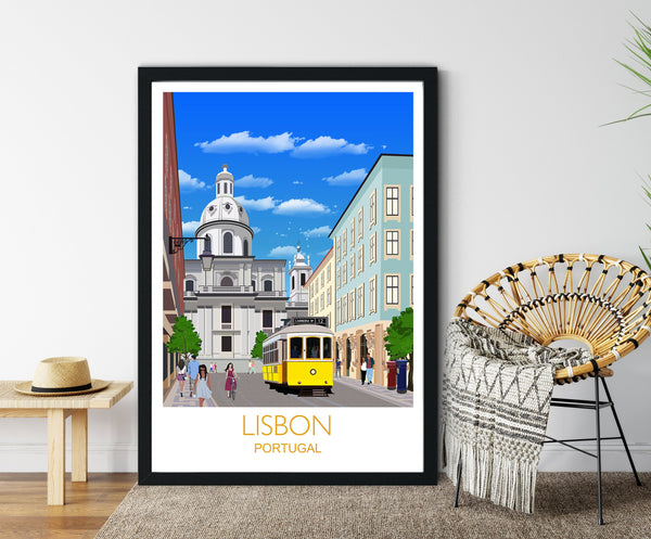 Lisbon Travel Poster, Travel Print of Lisbon, Lisbon, Portugal