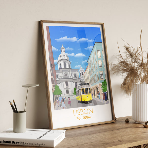 Lisbon Travel Poster, Travel Print of Lisbon, Lisbon, Portugal