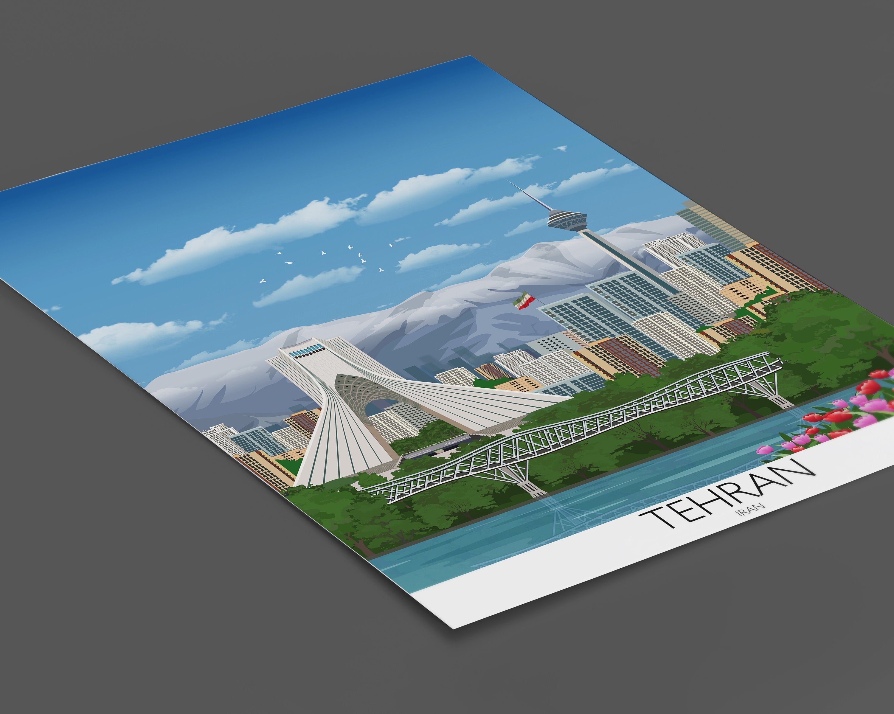 Tehran Travel Poster, Travel Print of Tehran, Tehran, Iran NQ Media Designs