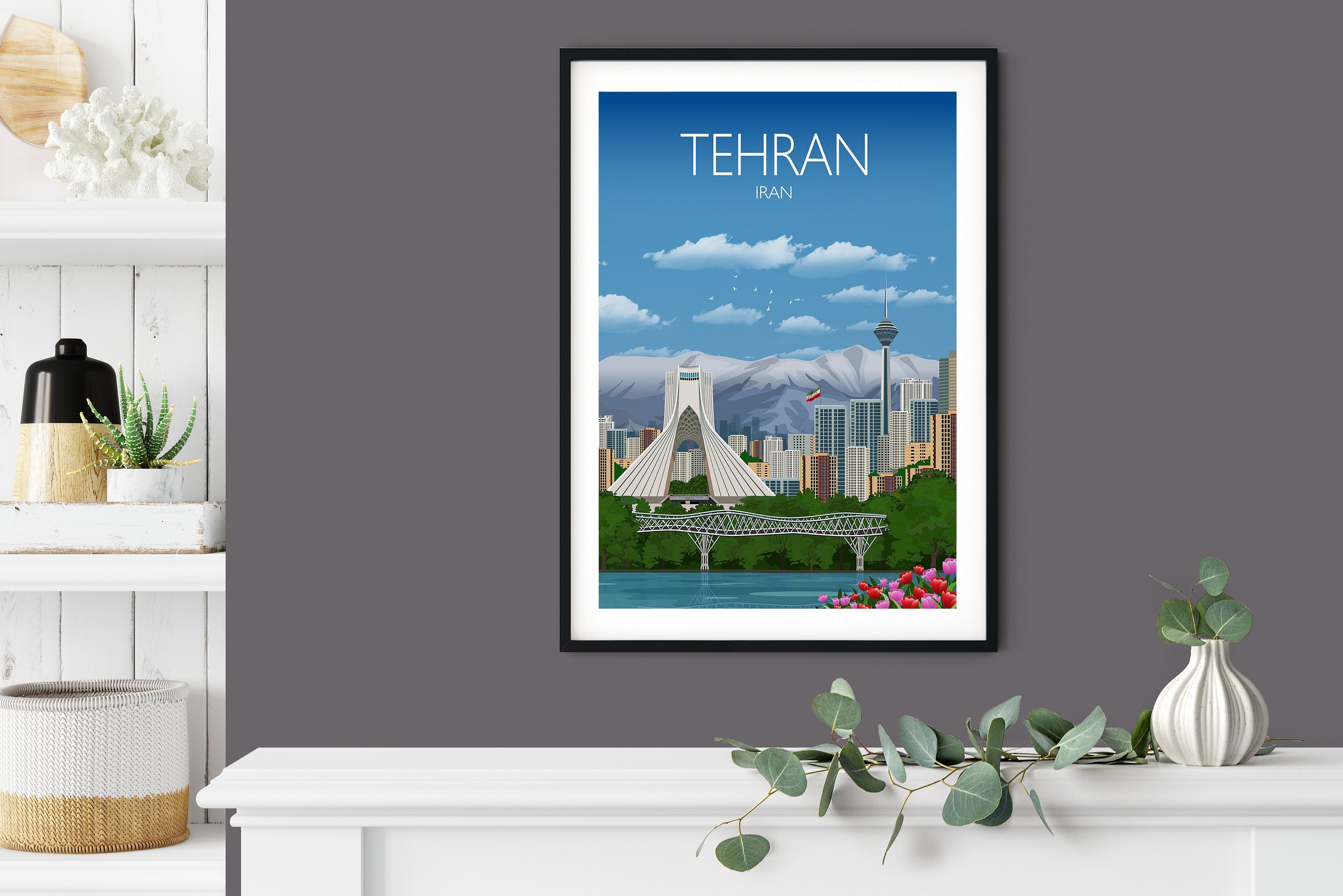 Tehran Travel Poster, Travel Print of Tehran, Tehran, Iran NQ Media Designs