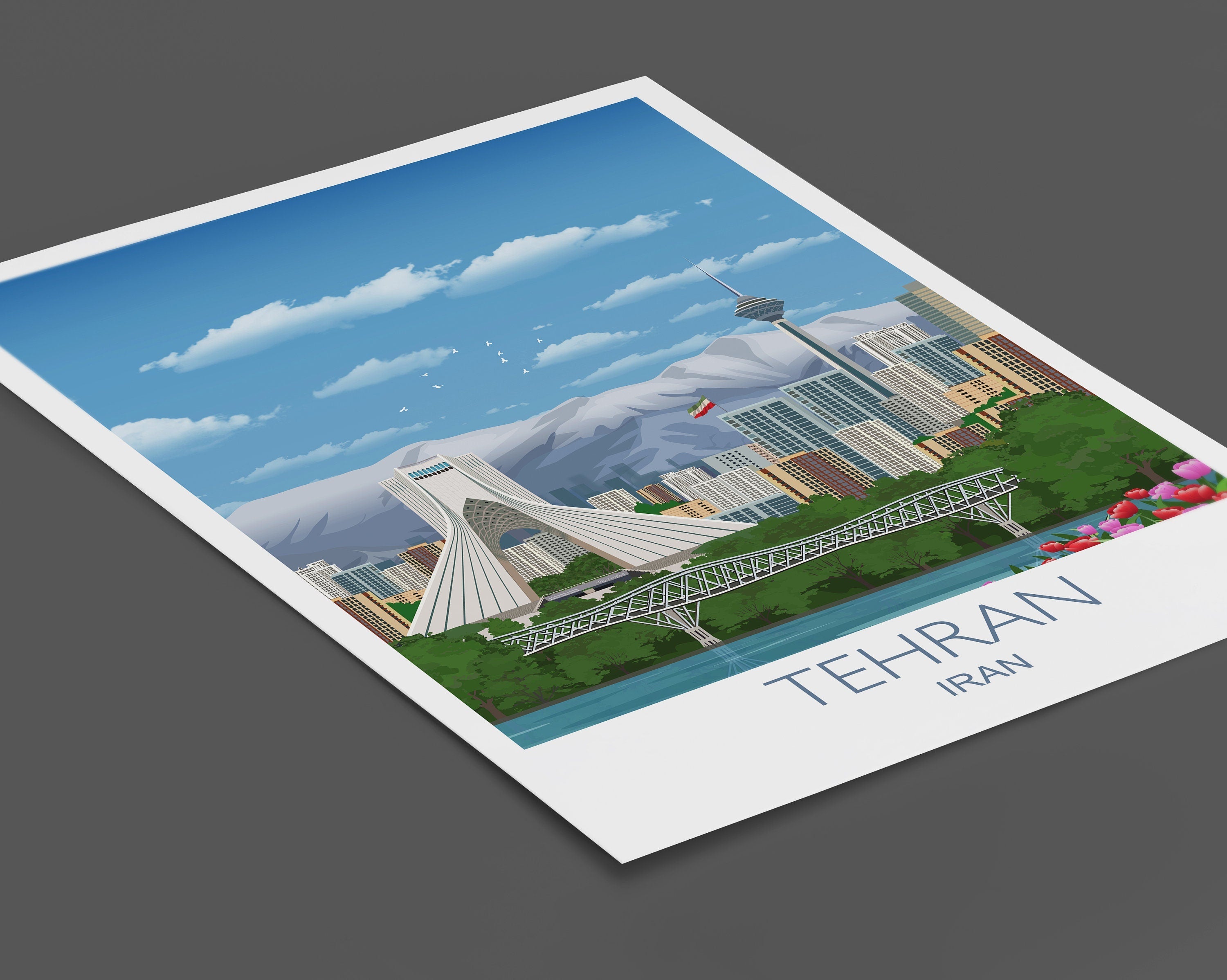 Tehran Travel Print of Tehran, Travel Poster of Tehran, Iran NQ Media Designs