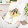 Custom printed watercolour pet portrait, Personalised Pet print, Pet Lover Gift