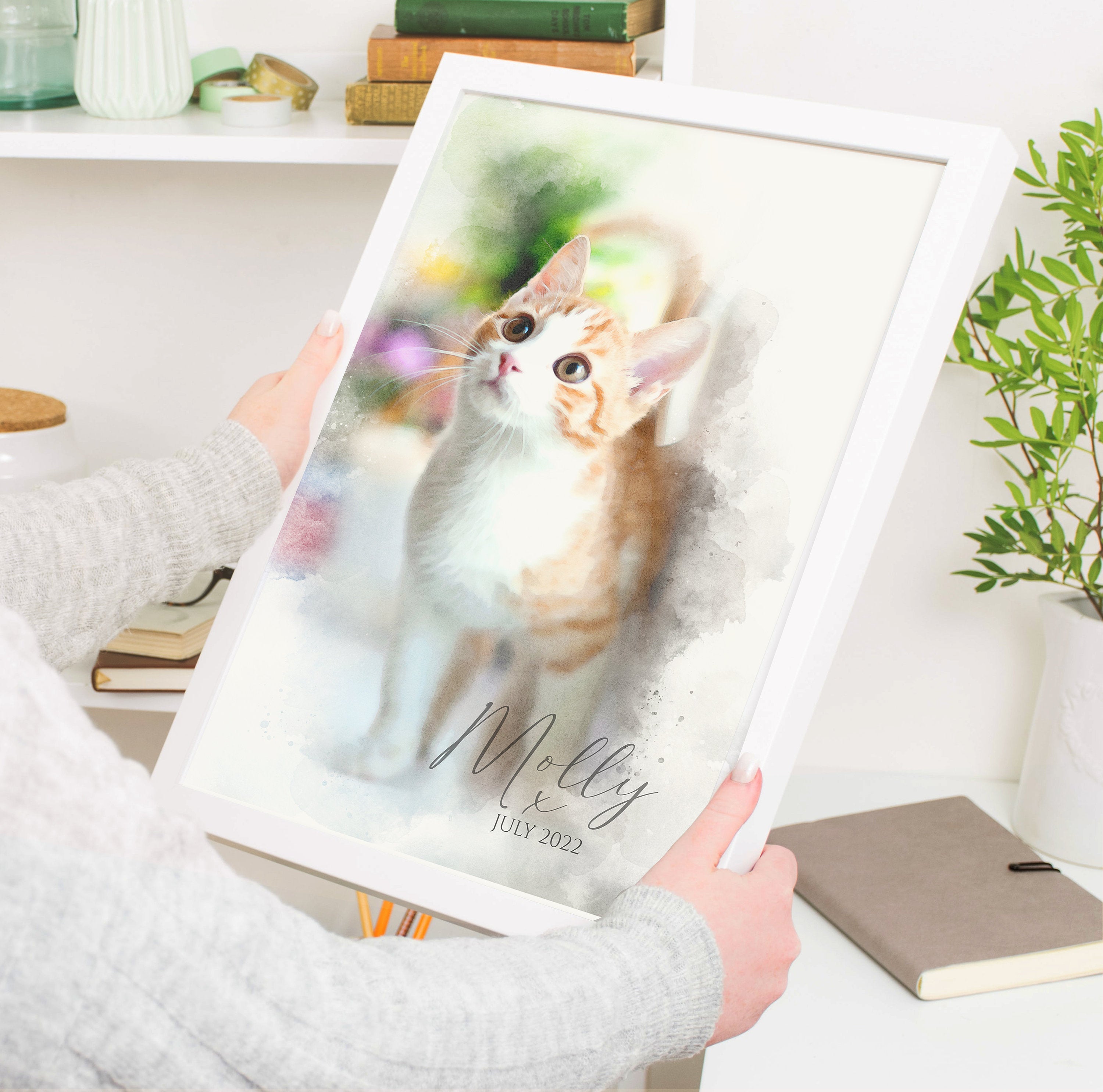 Personalised Watercolour Pet Portrait, Personalised Pet print, Pet Lover Gift NQ Media Designs