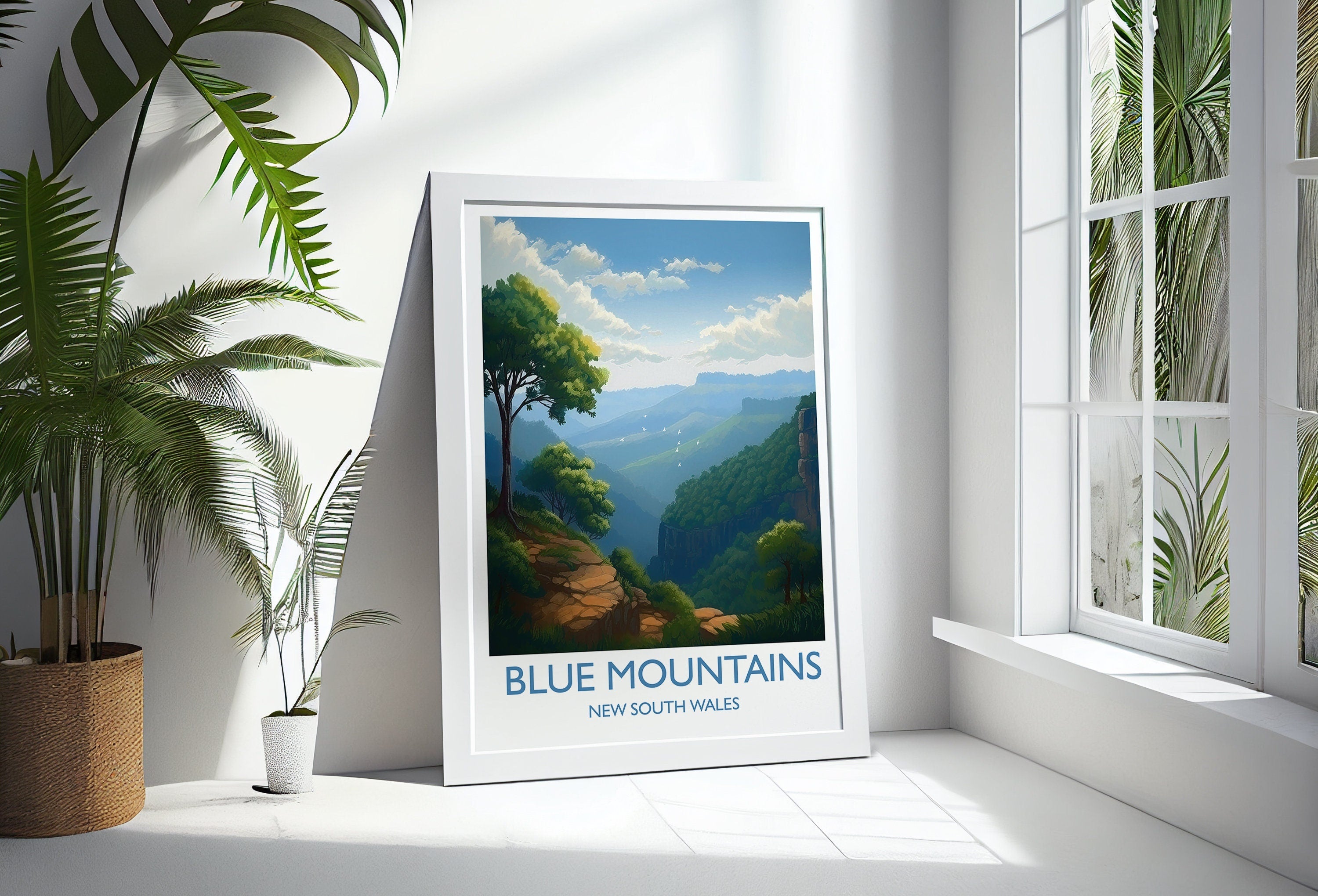 Blue Mountains Poster, Travel Print of Blue Mountains, New South Wales, Australia, Travel Gift NQ Media Designs
