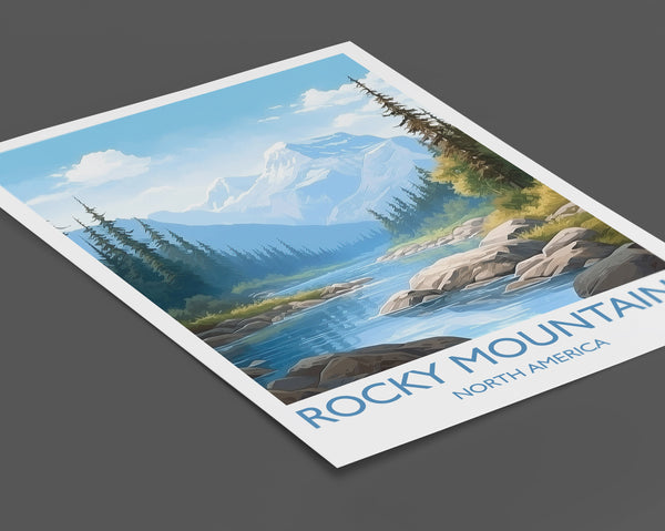 Rocky Mountains Poster, Travel Print of Rocky Mountains, North America, USA, Canada, Travel Gift