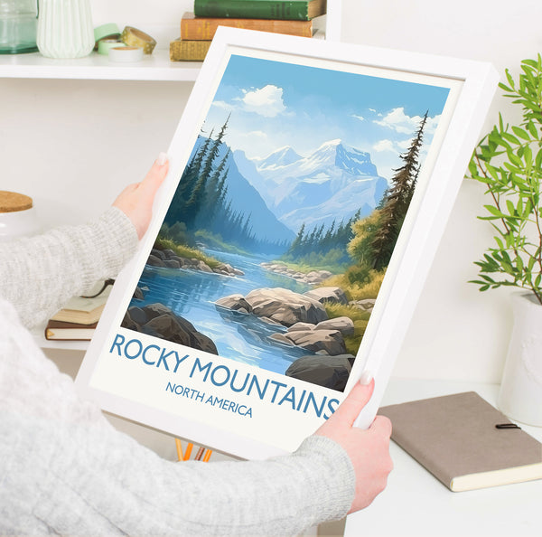 Rocky Mountains Poster, Travel Print of Rocky Mountains, North America, USA, Canada, Travel Gift