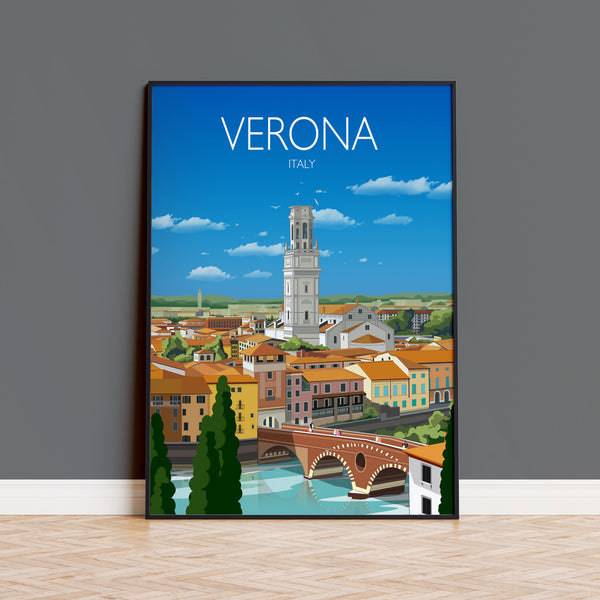 Verona Travel Poster, Travel Print of Verona, Verona Poster, Verona, Italy