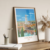 Verona Travel Print, Travel Poster of Verona, Verona Poster, Italy NQ Media Designs