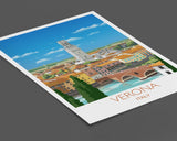 Verona Travel Print, Travel Poster of Verona, Verona Poster, Italy NQ Media Designs