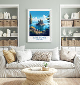 Lake Tahoe Poster, Travel Print of Lake Tahoe, Sierra Nevada, USA, Travel Gift NQ Media Designs