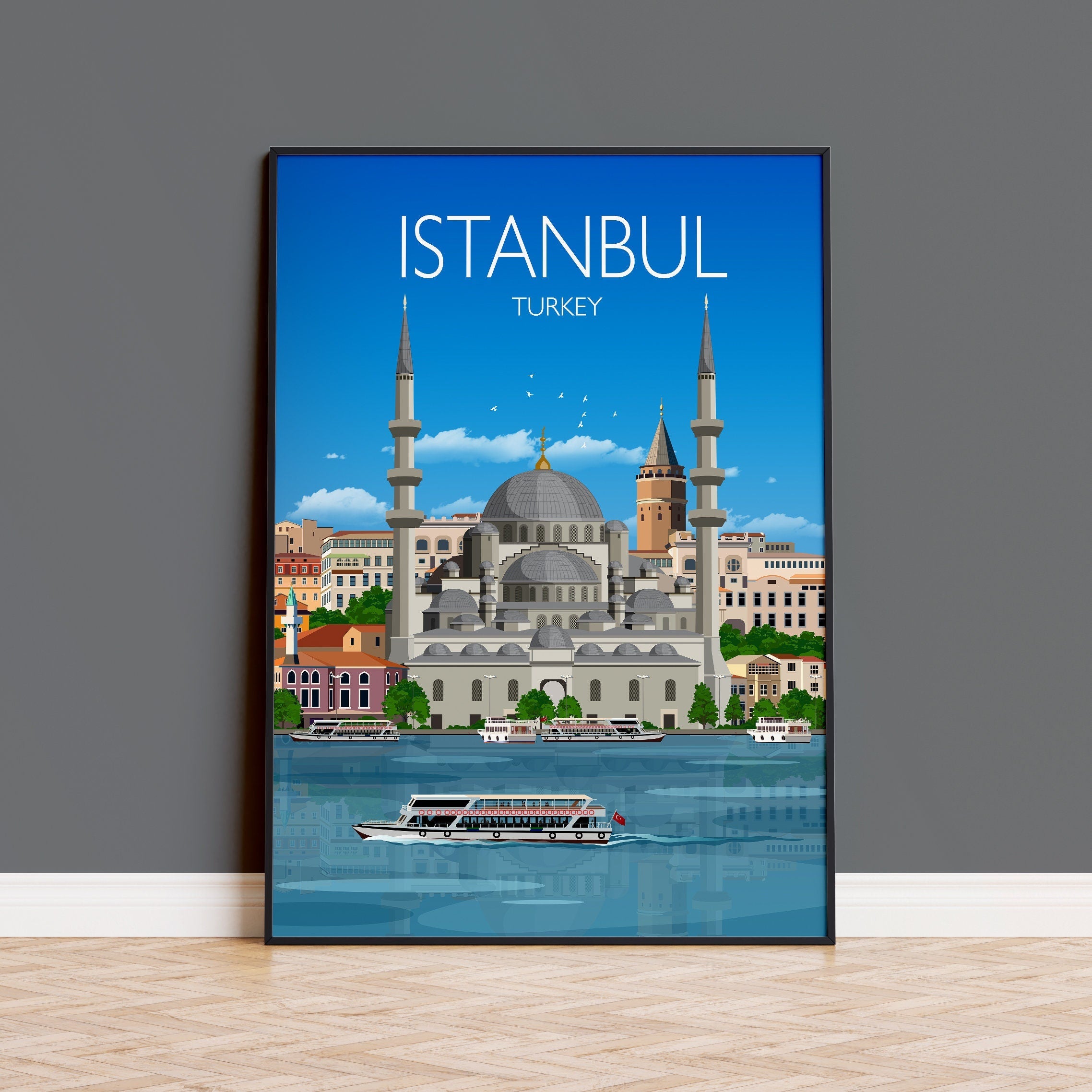 Istanbul Travel Print, Travel Poster of Istanbul, Istanbul Poster, Istanbul, Turkey, Turkey Travel Poster NQ Media Designs