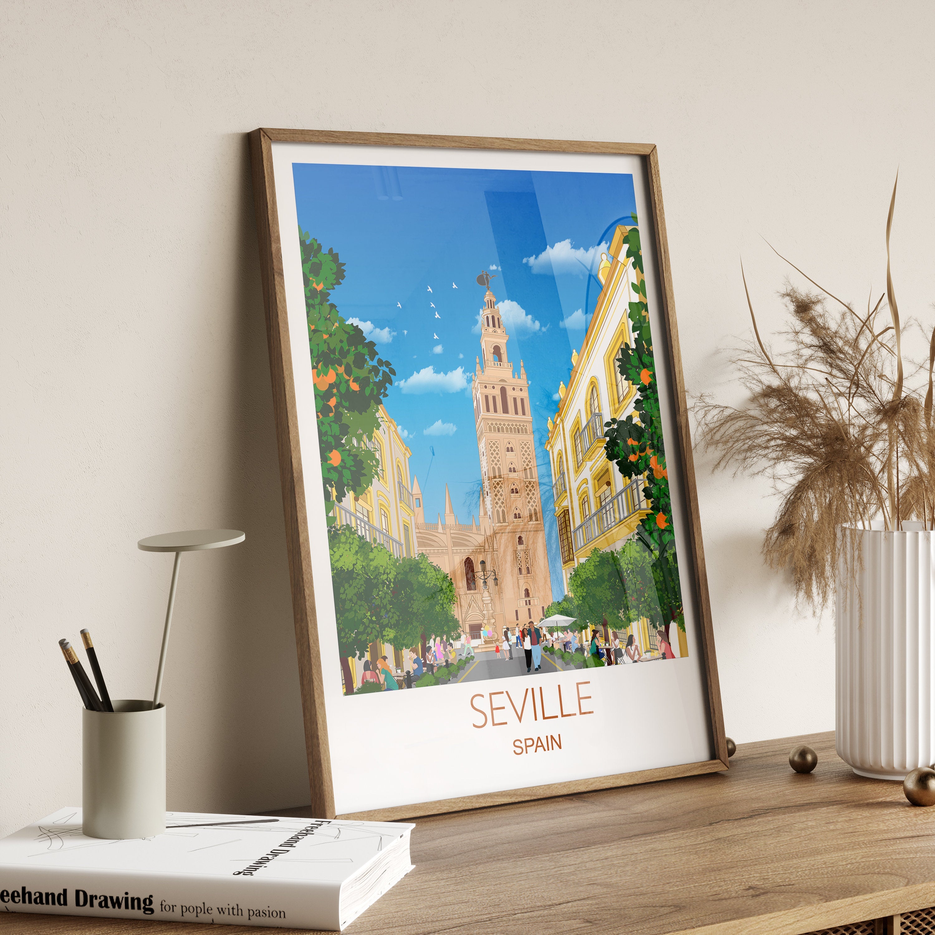 Seville Travel Print, Travel Poster of Seville, Seville Poster, Spain, Spain Poster NQ Media Designs