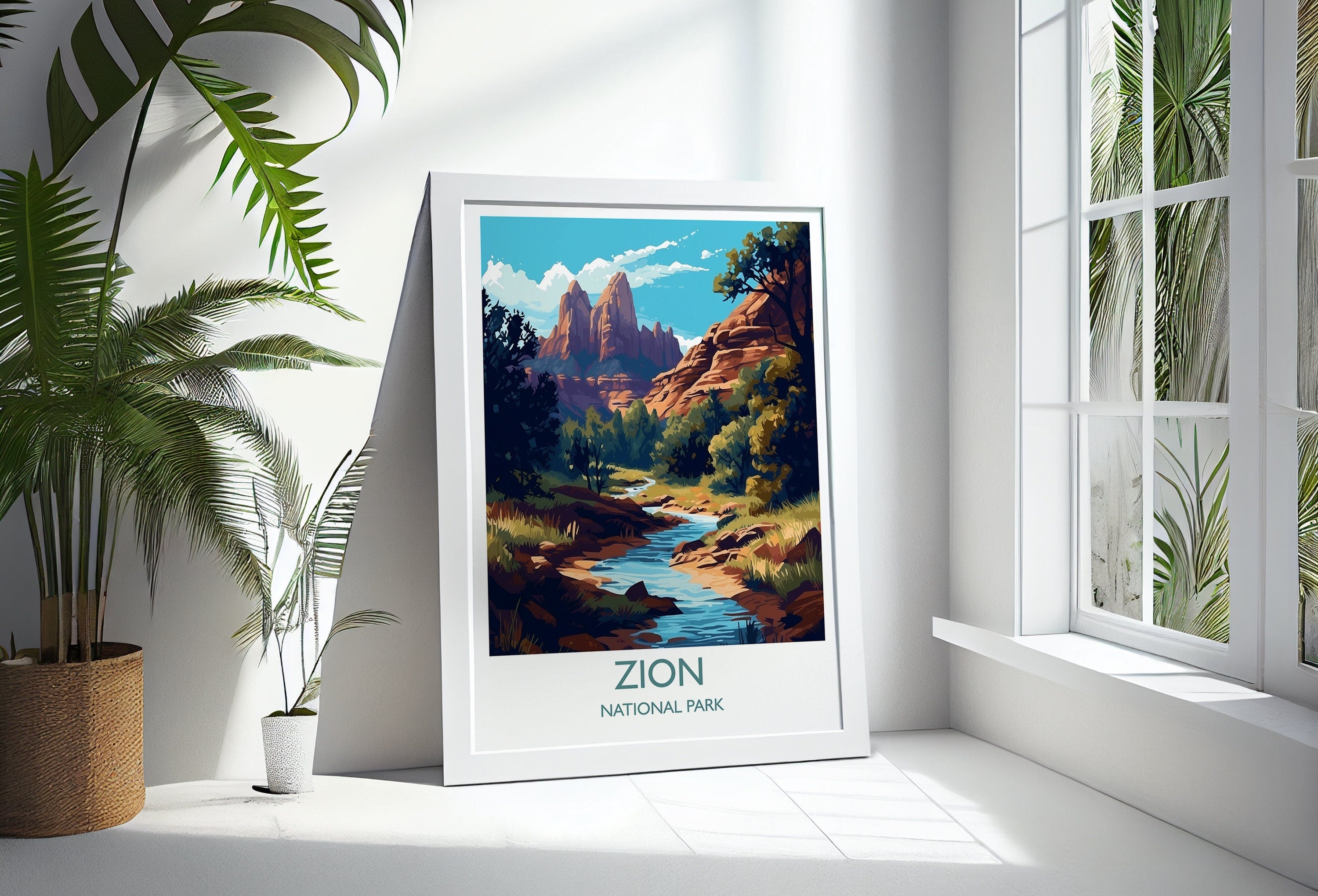 Zion Poster, Travel Print of Zion National Park, Utah, USA, Travel Gift