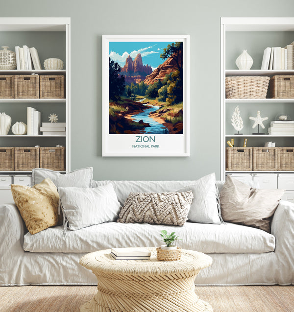 Zion Poster, Travel Print of Zion National Park, Utah, USA, Travel Gift