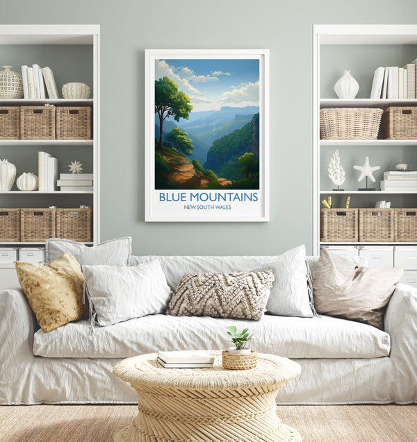 Blue Mountains Poster, Travel Print of Blue Mountains, New South Wales, Australia, Travel Gift