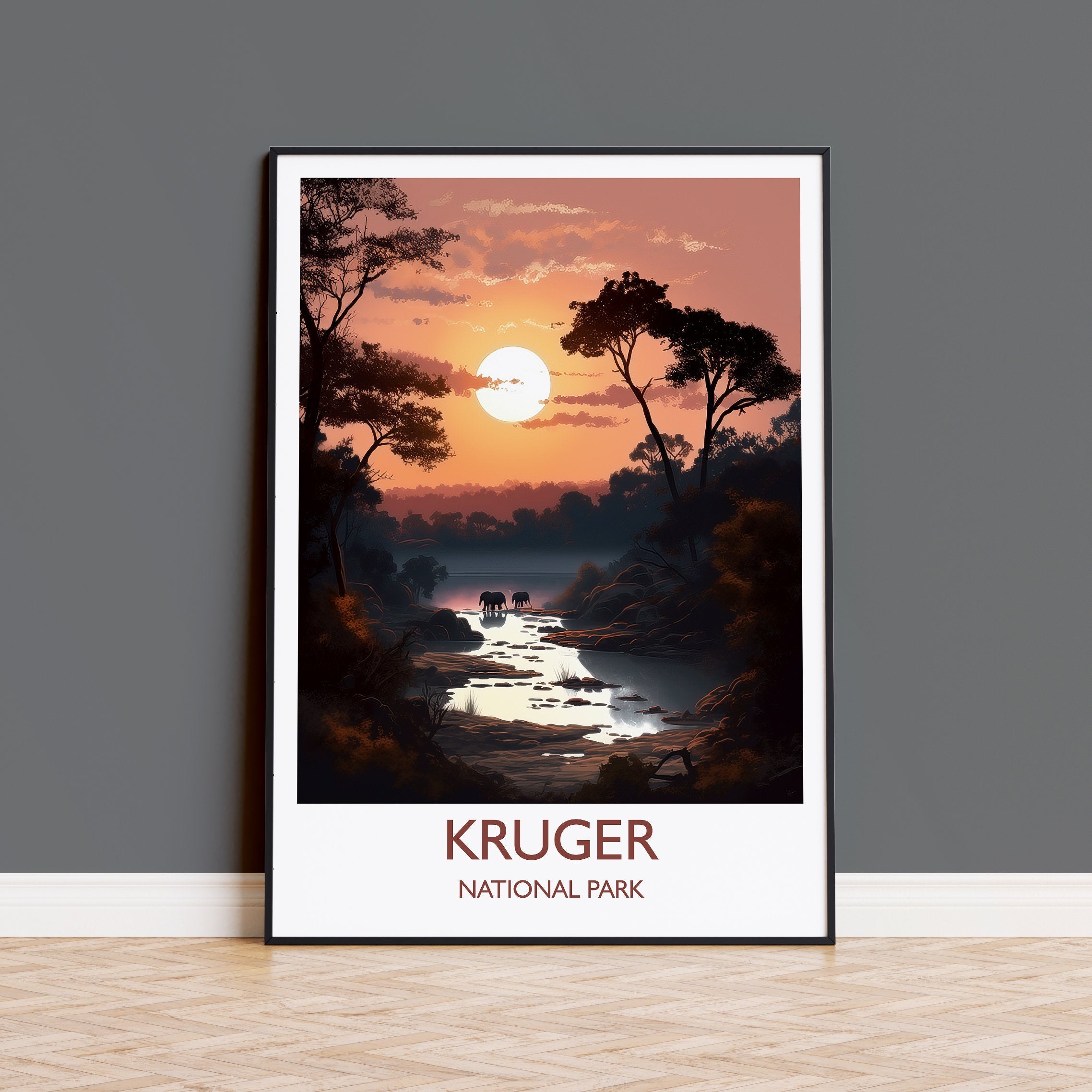 Kruger Poster, Travel Print of Kruger National Park, Kruger Sunset, South Africa, Travel Gift NQ Media Designs