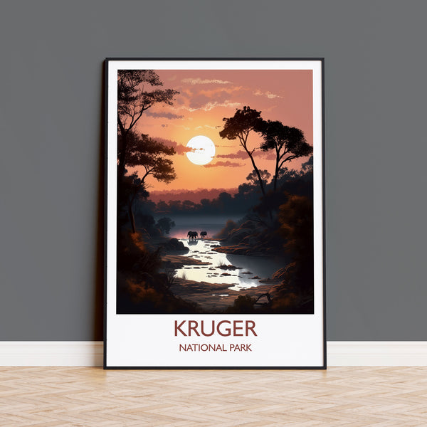 Kruger Poster, Travel Print of Kruger National Park, Kruger Sunset, South Africa, Travel Gift