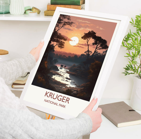 Kruger Poster, Travel Print of Kruger National Park, Kruger Sunset, South Africa, Travel Gift