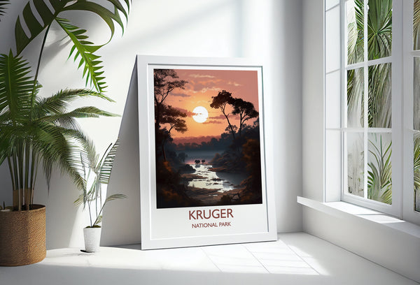 Kruger Poster, Travel Print of Kruger National Park, Kruger Sunset, South Africa, Travel Gift
