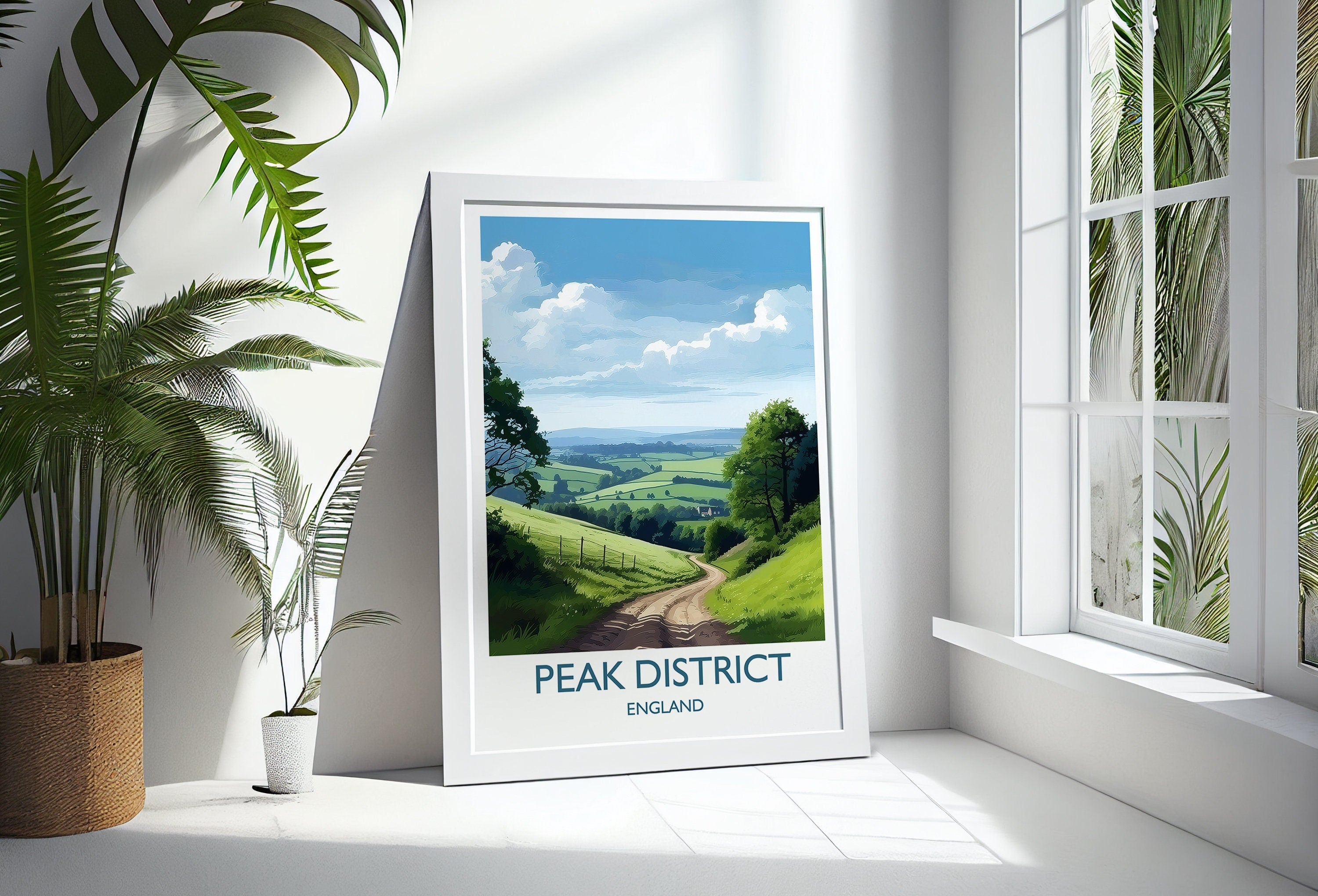 Peak District Poster, Travel Print of Peak District, National Park, England, UK, Travel Gift NQ Media Designs