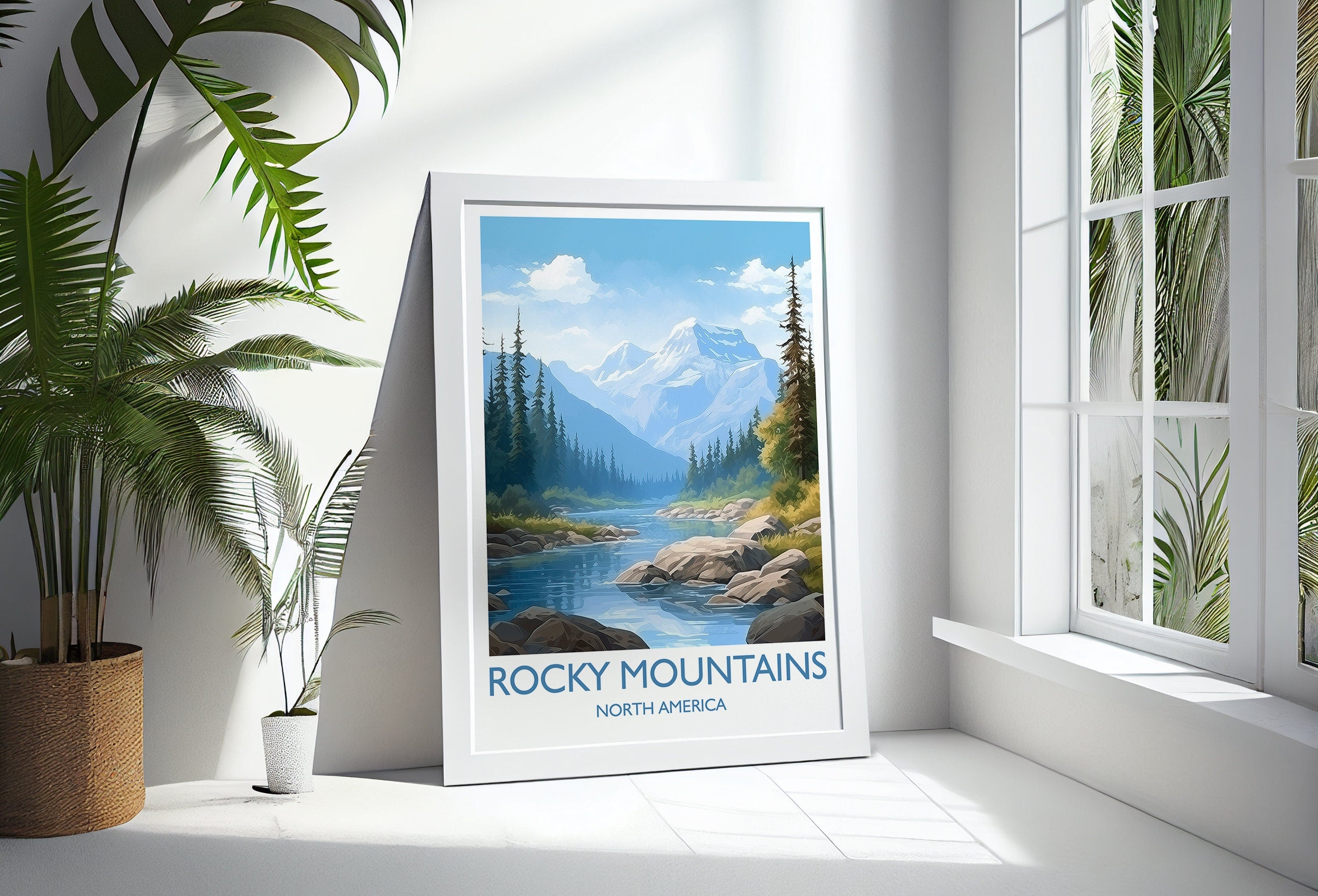 Rocky Mountains Poster, Travel Print of Rocky Mountains, North America, USA, Canada, Travel Gift NQ Media Designs