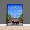 King Charles III Coronation Print, London Travel Poster, Buckingham Palace, The Mall, City of London, UK, Limited Edition Print