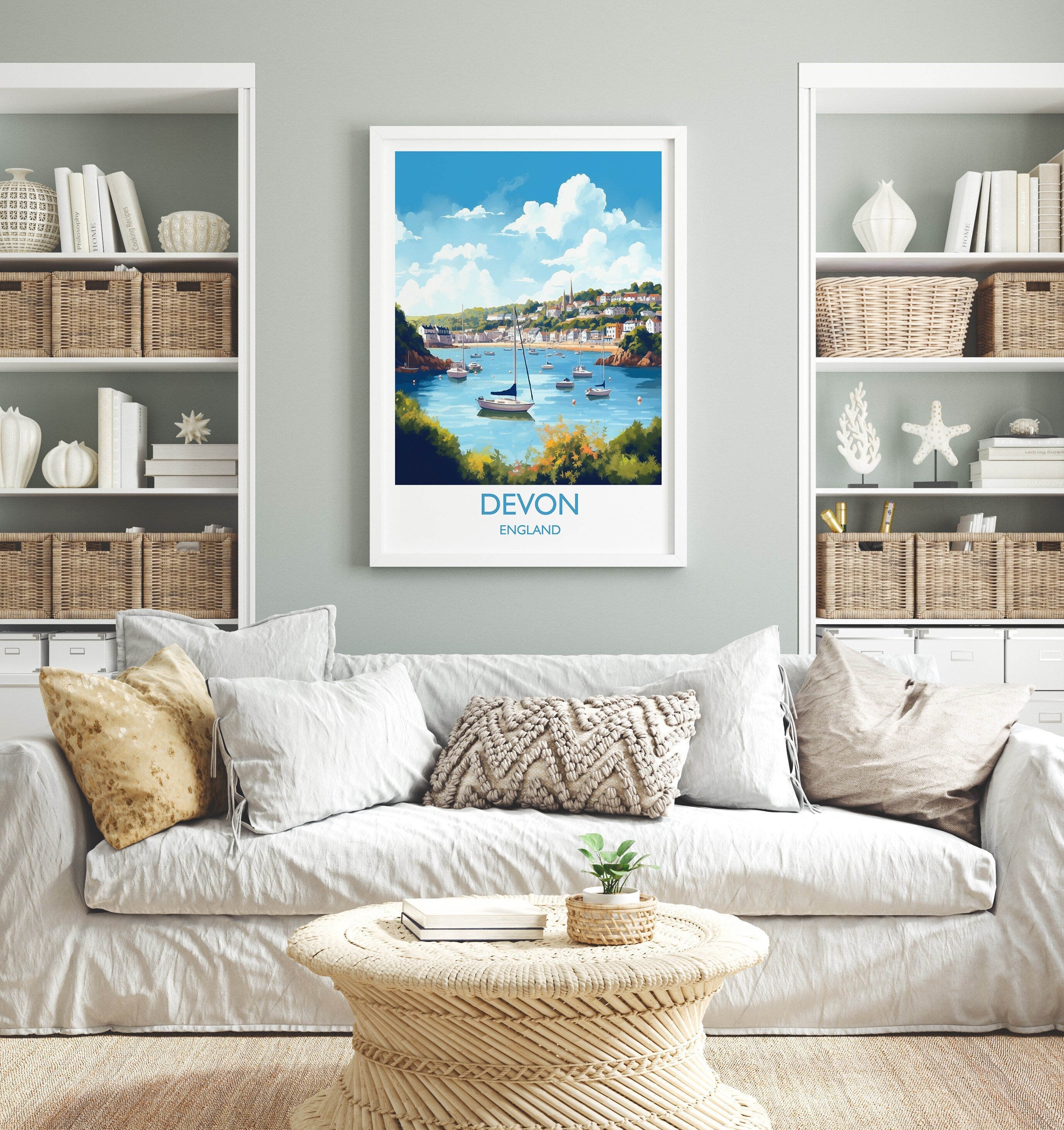 Devon Travel Print, Travel Poster of Devon, England, Devon Art, Devon Gift, Wall Art Print NQ Media Designs