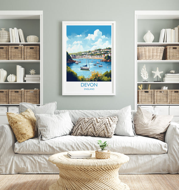 Devon Travel Print, Travel Poster of Devon, England, Devon Art, Devon Gift, Wall Art Print