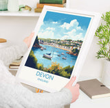 Devon Travel Print, Travel Poster of Devon, England, Devon Art, Devon Gift, Wall Art Print NQ Media Designs