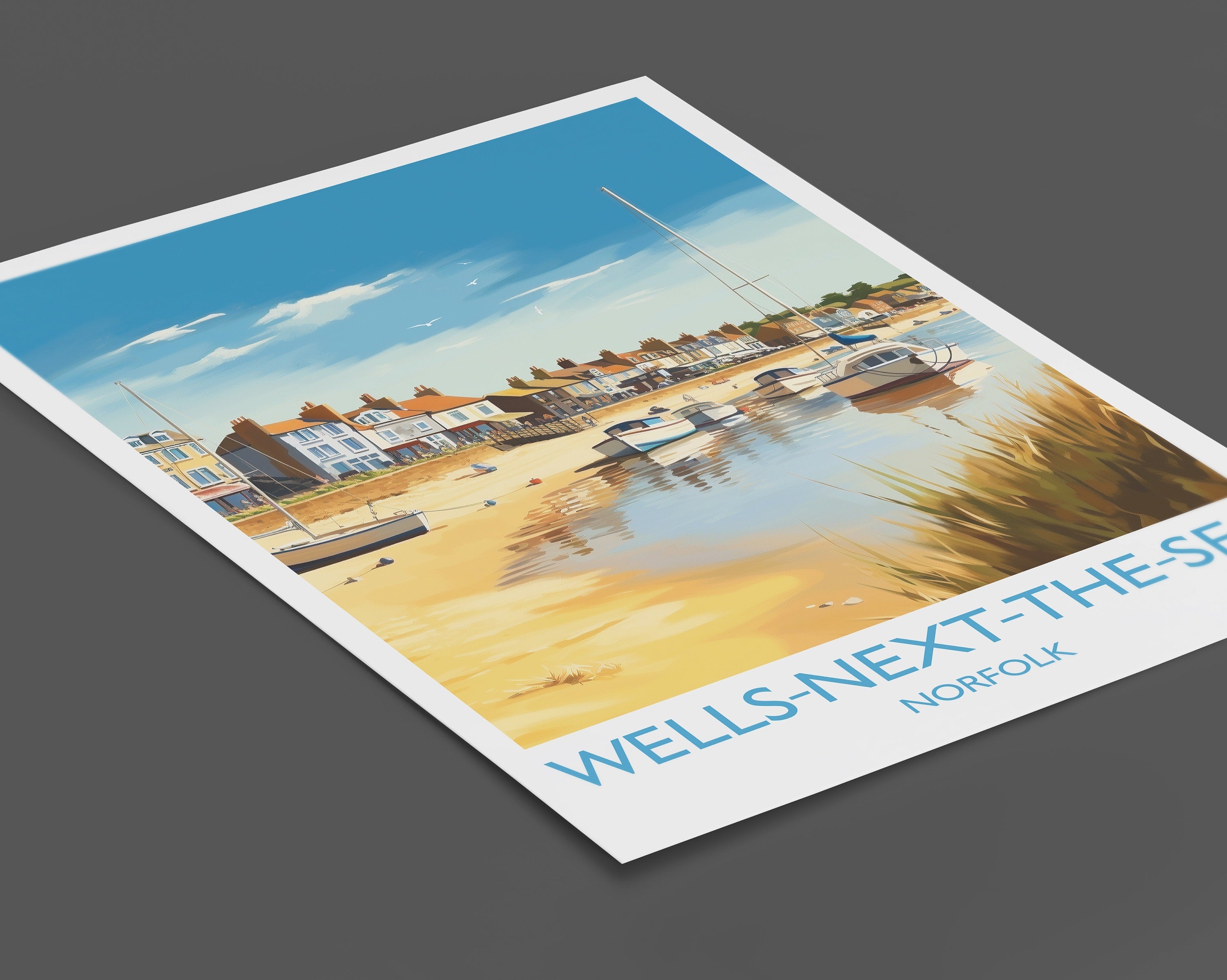 Wells Next the Sea Travel Print, Travel Poster of Wells Next the Sea, Norfolk, England, Norfolk Art, Norfolk Gift, Wall Art Print NQ Media Designs