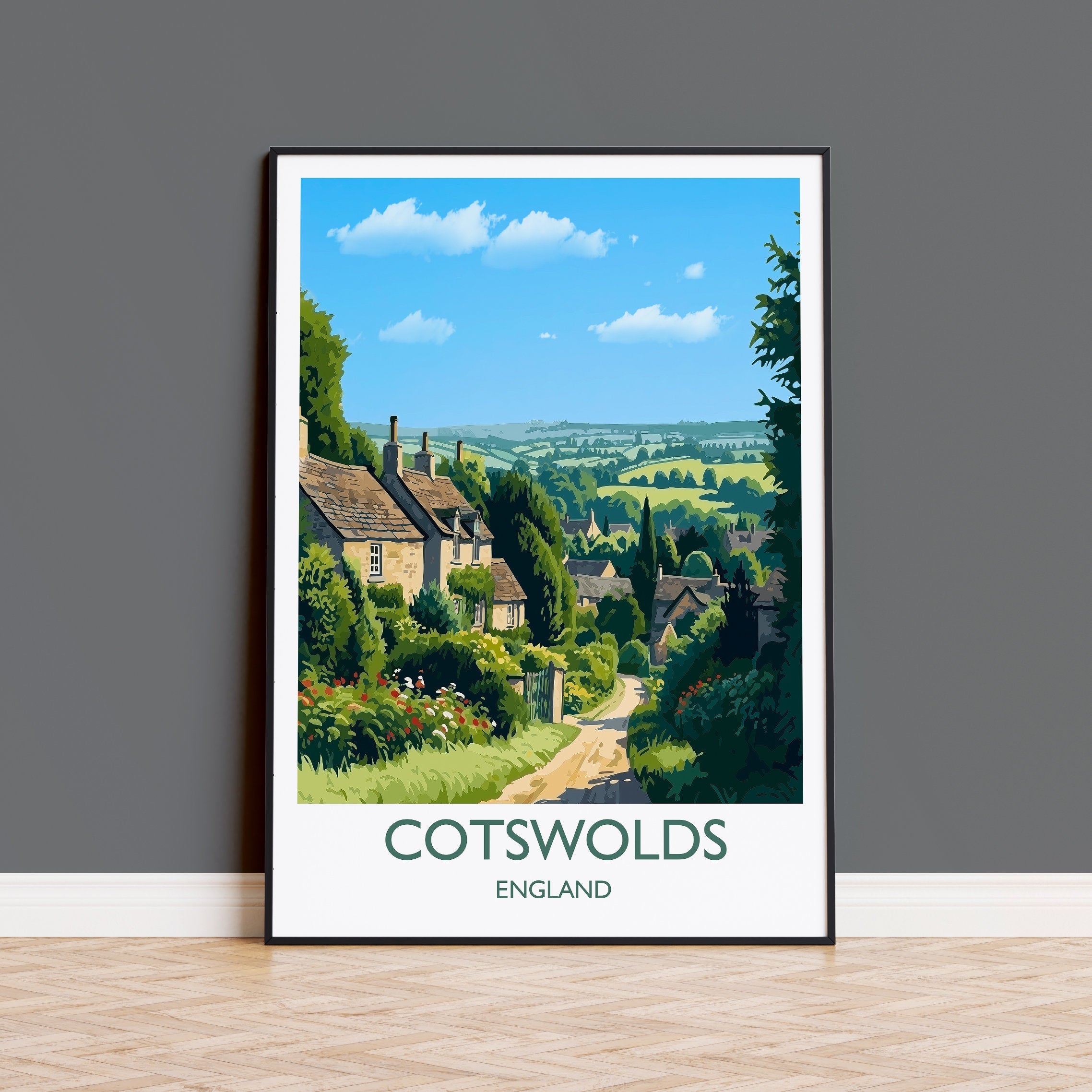 Cotswolds Travel Print, Travel Poster of Cotswolds, England, Cotswolds Art, Cotswolds Gift, Wall Art Print NQ Media Designs