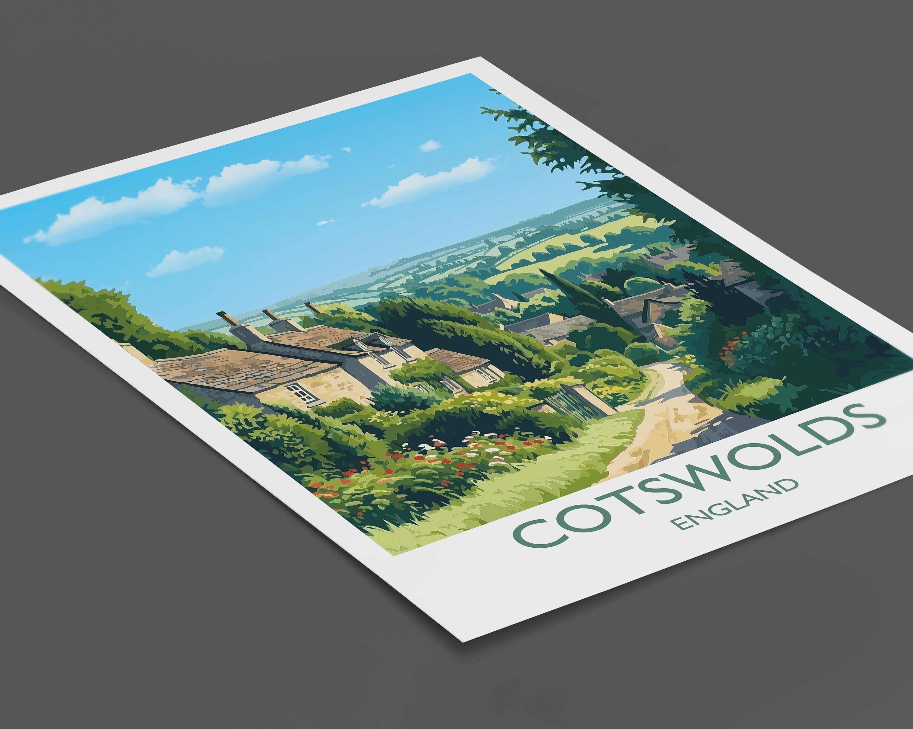 Cotswolds Travel Print, Travel Poster of Cotswolds, England, Cotswolds Art, Cotswolds Gift, Wall Art Print NQ Media Designs