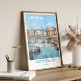 Weymouth Travel Print, Travel Poster of Weymouth, Dorset, England, Dorset Coast Art, Dorset Gift, Wall Art Print NQ Media Designs