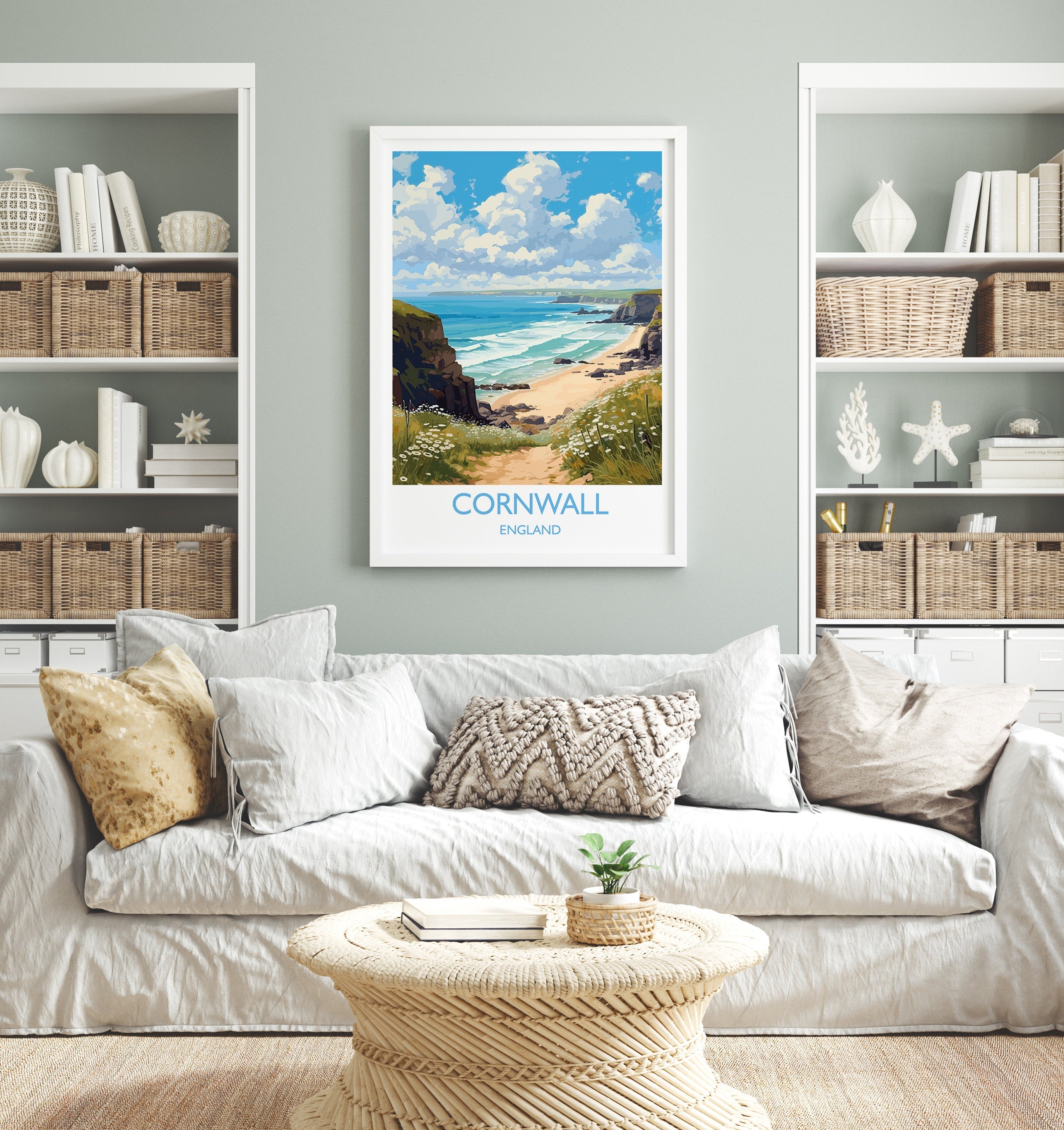 Cornwall Travel Poster, Travel Print of Cornwall, England, Cornwall Art, Cornwall Gift, Wall Art Print NQ Media Designs