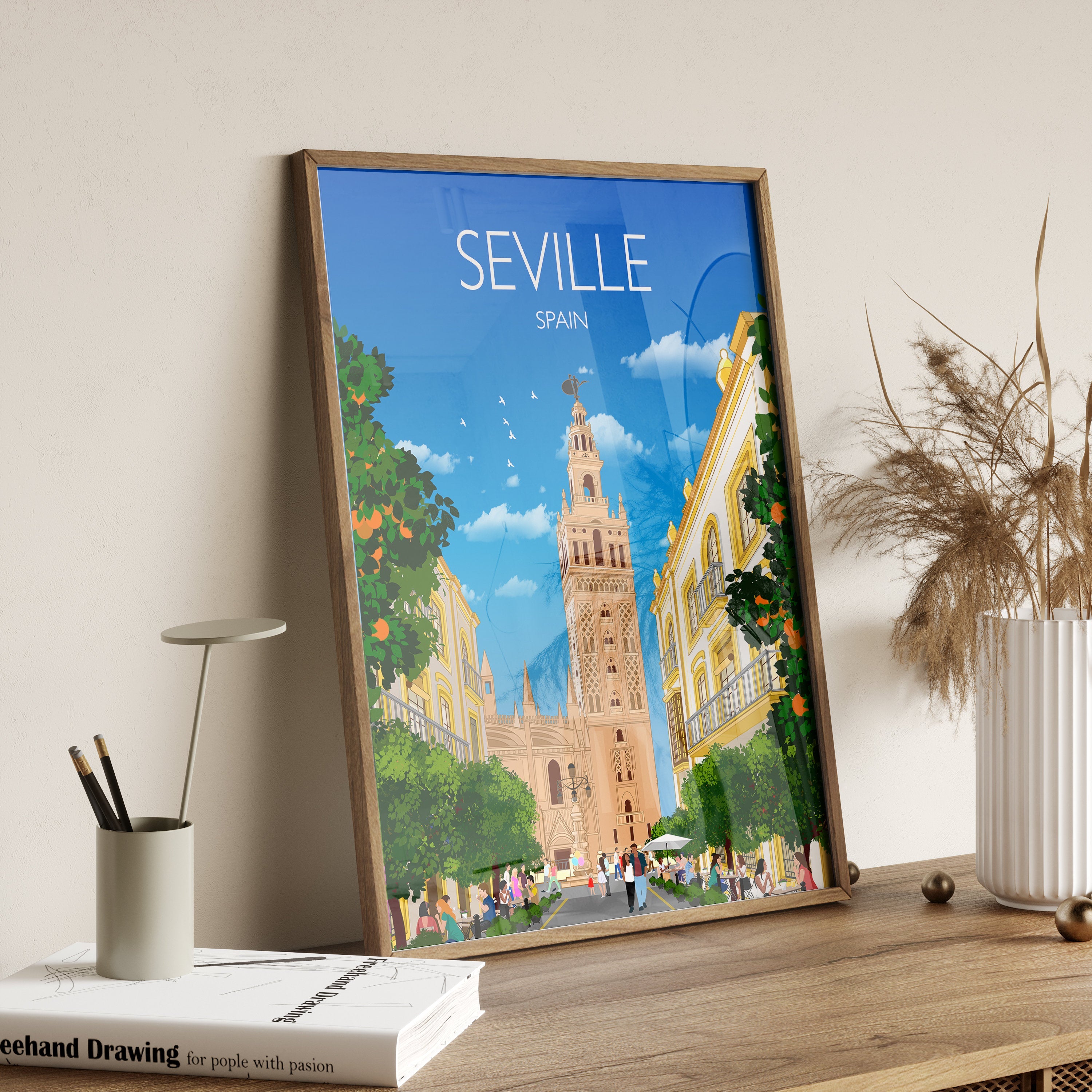 Seville Travel Poster, Travel Print of Seville, Seville Poster, Seville, Spain Travel Poster NQ Media Designs