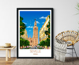 Seville Travel Print, Travel Poster of Seville, Seville Poster, Spain, Spain Poster NQ Media Designs
