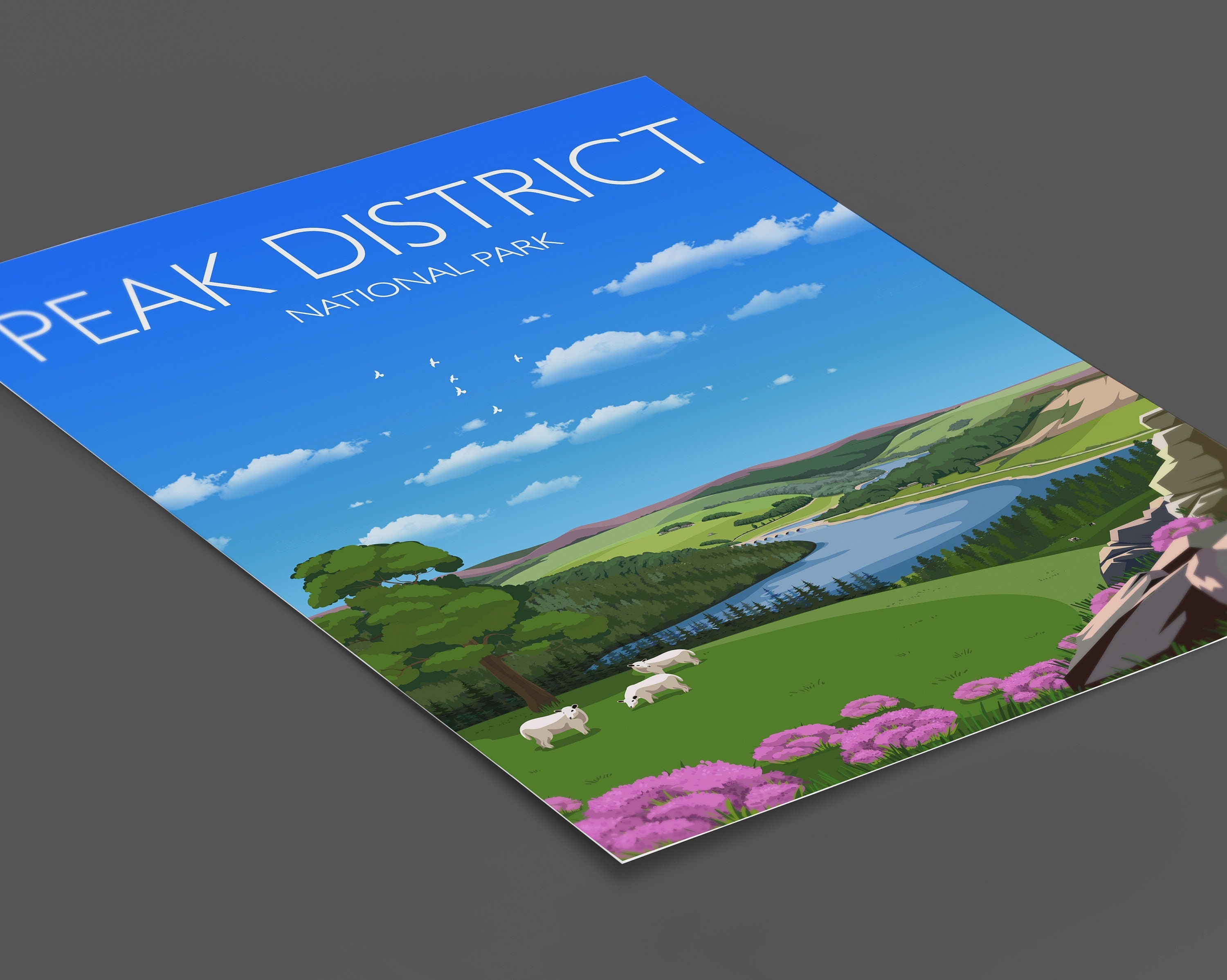 Travel Poster of Peak District, Travel Print of Peak District, England, UK, Travel Poster, Peak District Print NQ Media Designs