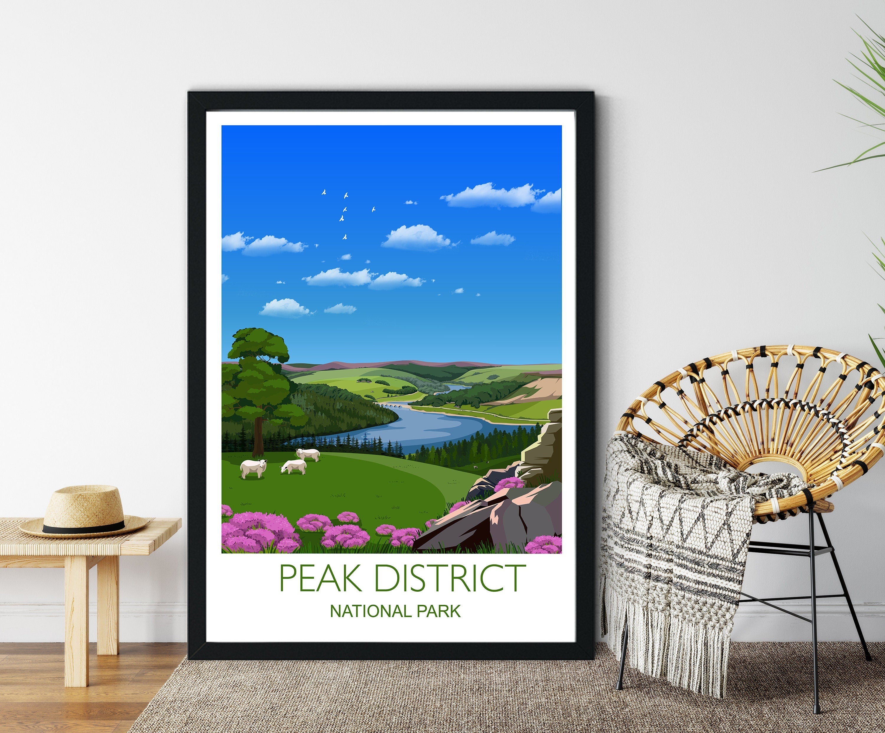Peak District Travel Print, Travel Poster of Peak District, National Park, England ,Travel Poster, Peak District Print NQ Media Designs