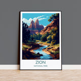 Zion Poster, Travel Print of Zion National Park, Utah, USA, Travel Gift NQ Media Designs
